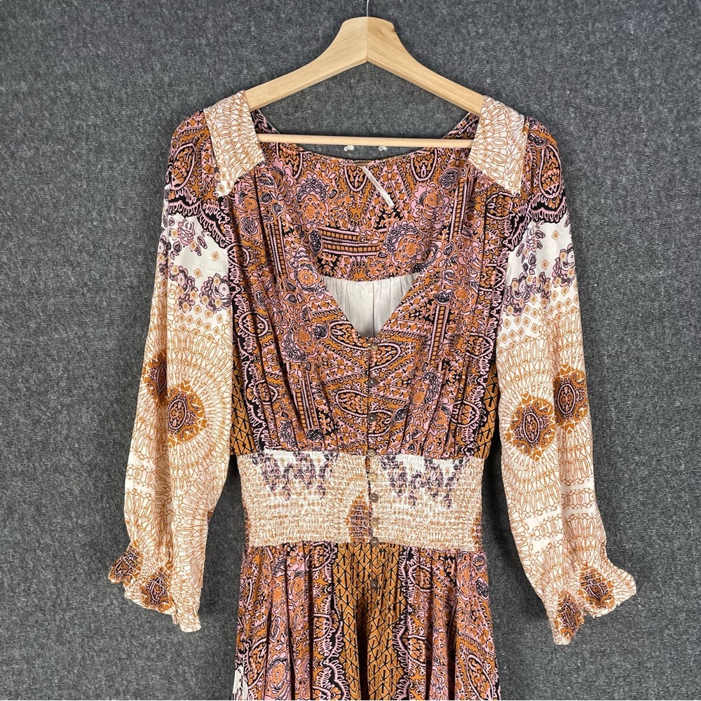Free People L Mexicali Rose Maxi Dress Boho Peasant Featival Whimsi Renaissance - Picture 5 of 14